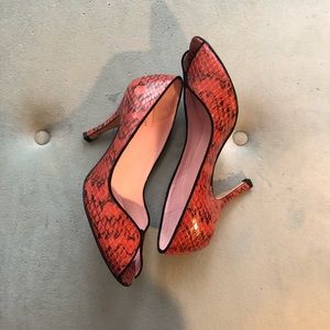 Snake Leather Peep Toe Pumps Made in Italy